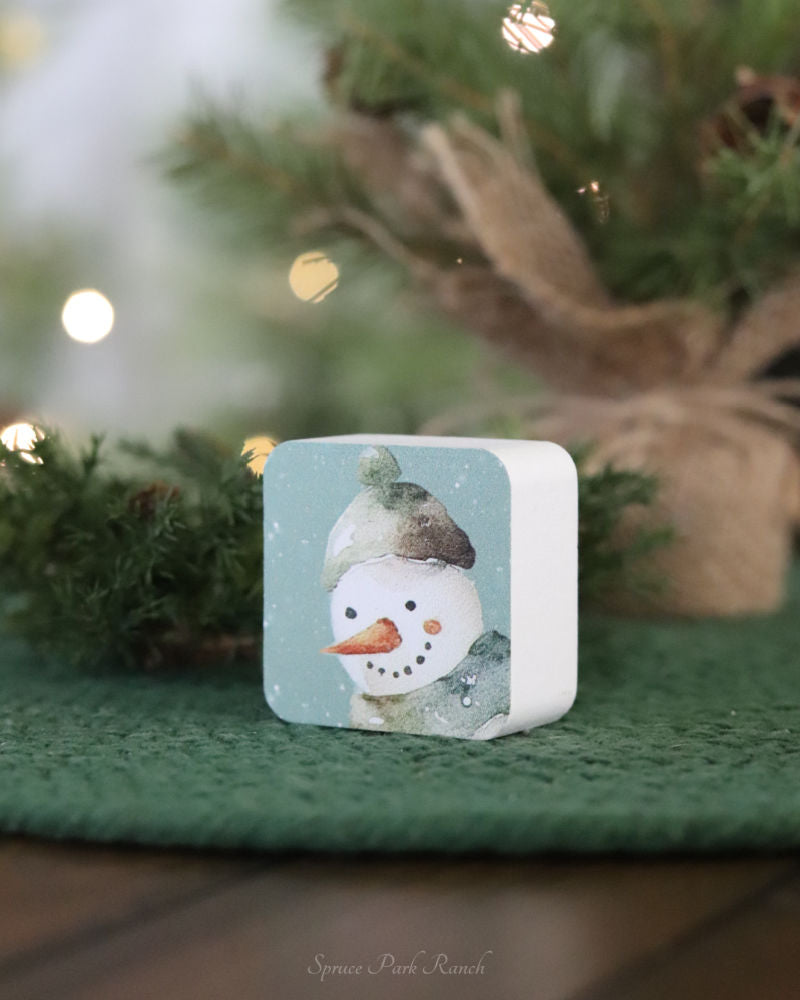 Sage Green Snowman Mini Block