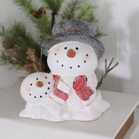 Red Scarf and Top Hat Resin Snowman Duo