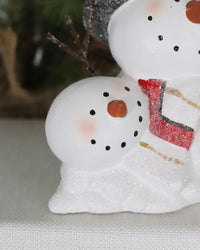 Red Scarf and Top Hat Resin Snowman Duo
