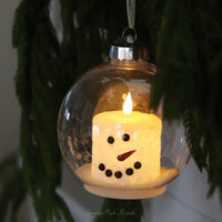 Large Snowman LED Candle Ornament