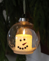 Large Snowman LED Candle Ornament