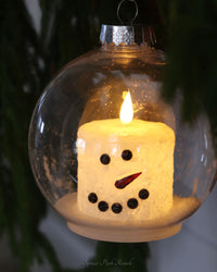 Large Snowman LED Candle Ornament