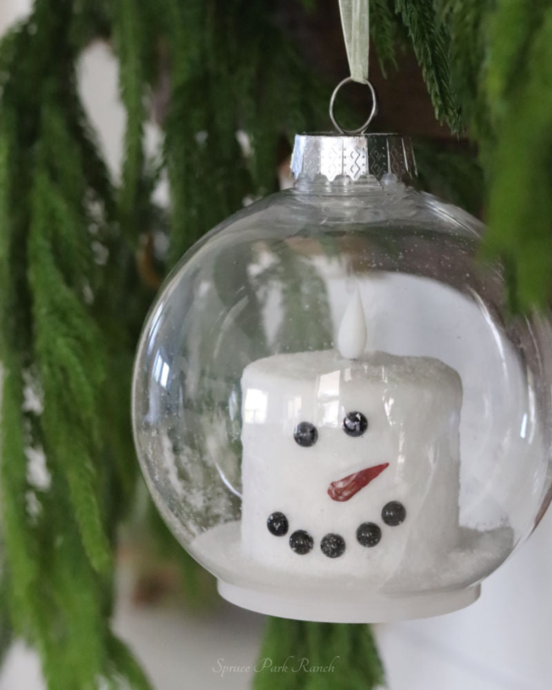 Large Snowman LED Candle Ornament