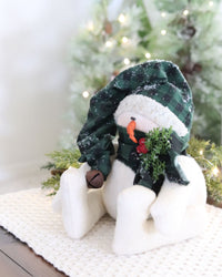 Snowman With Green Plaid