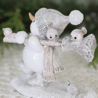 Winter Snowman Figurine with Birds