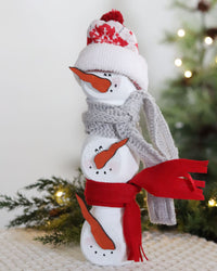 Stacked Baluster Snowman With Hat