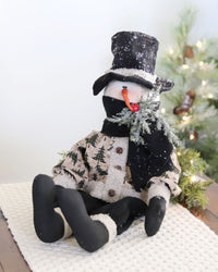 Sitting Snowman With Jacket and Pants