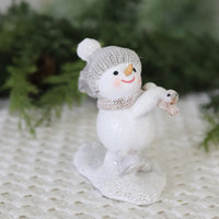 Winter Snowman Figurine with Birds