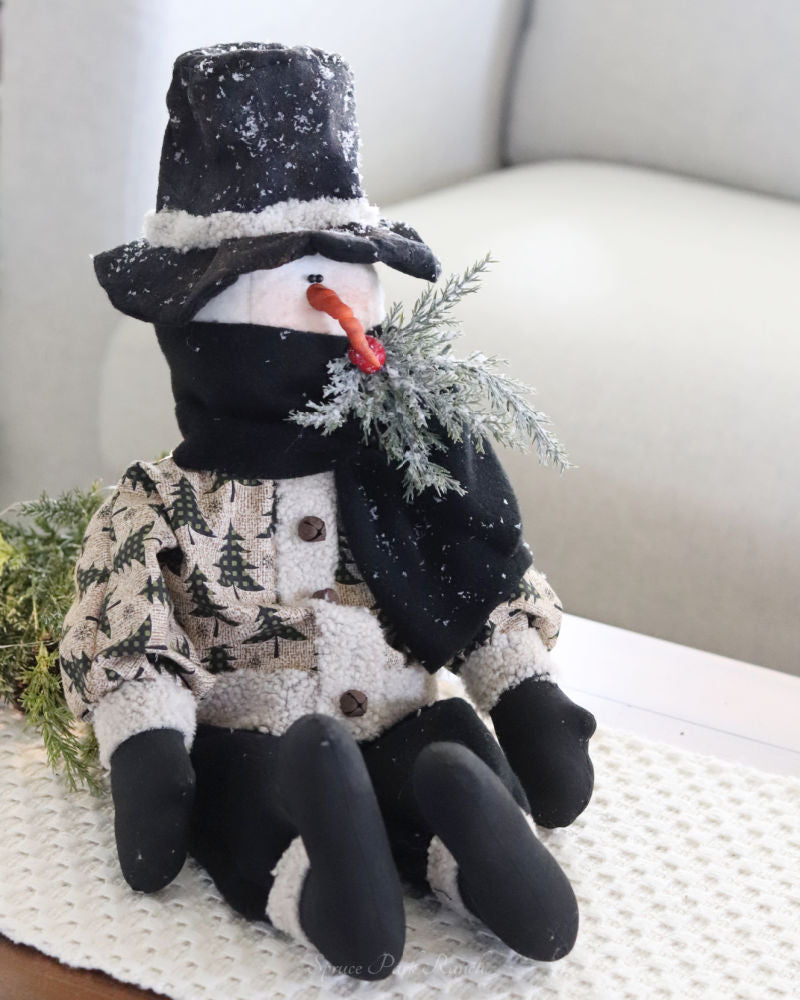 Sitting Snowman With Jacket and Pants