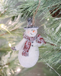 Glittered Resin Vintage Snowman Ornament