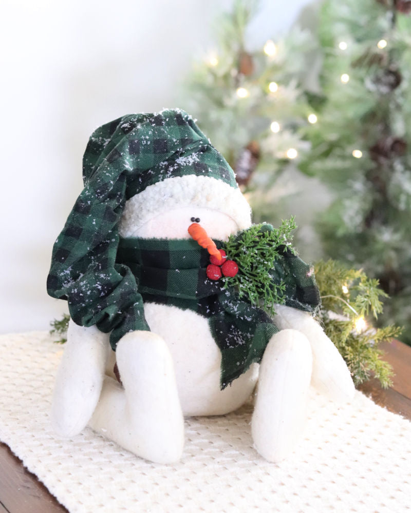 Snowman With Green Plaid