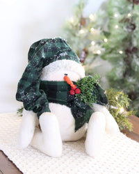Snowman With Green Plaid