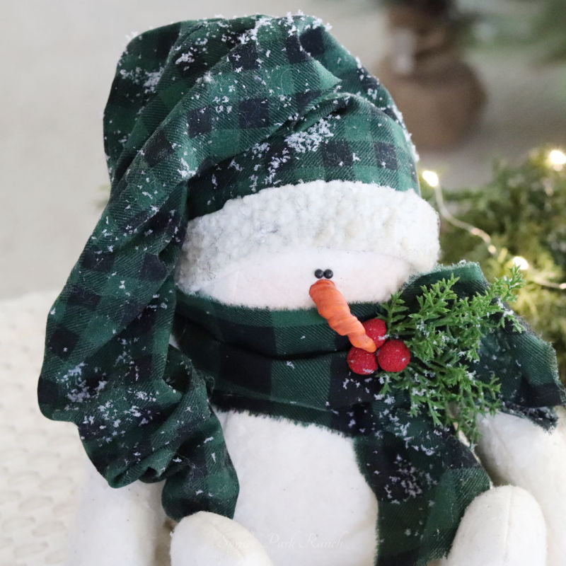 Snowman With Green Plaid
