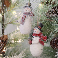 Glittered Resin Vintage Snowman Ornament