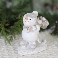 Winter Snowman Figurine with Birds