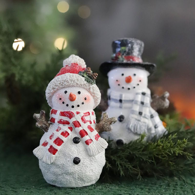 Textured Holiday Snowman With Plaid Scarf