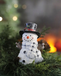 Textured Holiday Snowman With Plaid Scarf
