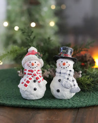 Textured Holiday Snowman With Plaid Scarf
