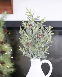 Snowy Juniper Stem With Mini Pinecones 25"