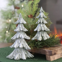 Dark Green Snowy Resin Tree