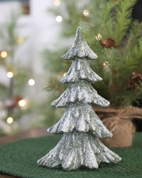 Dark Green Snowy Resin Tree