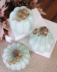 Soft Seafoam Glass Pumpkin with Gold Accent