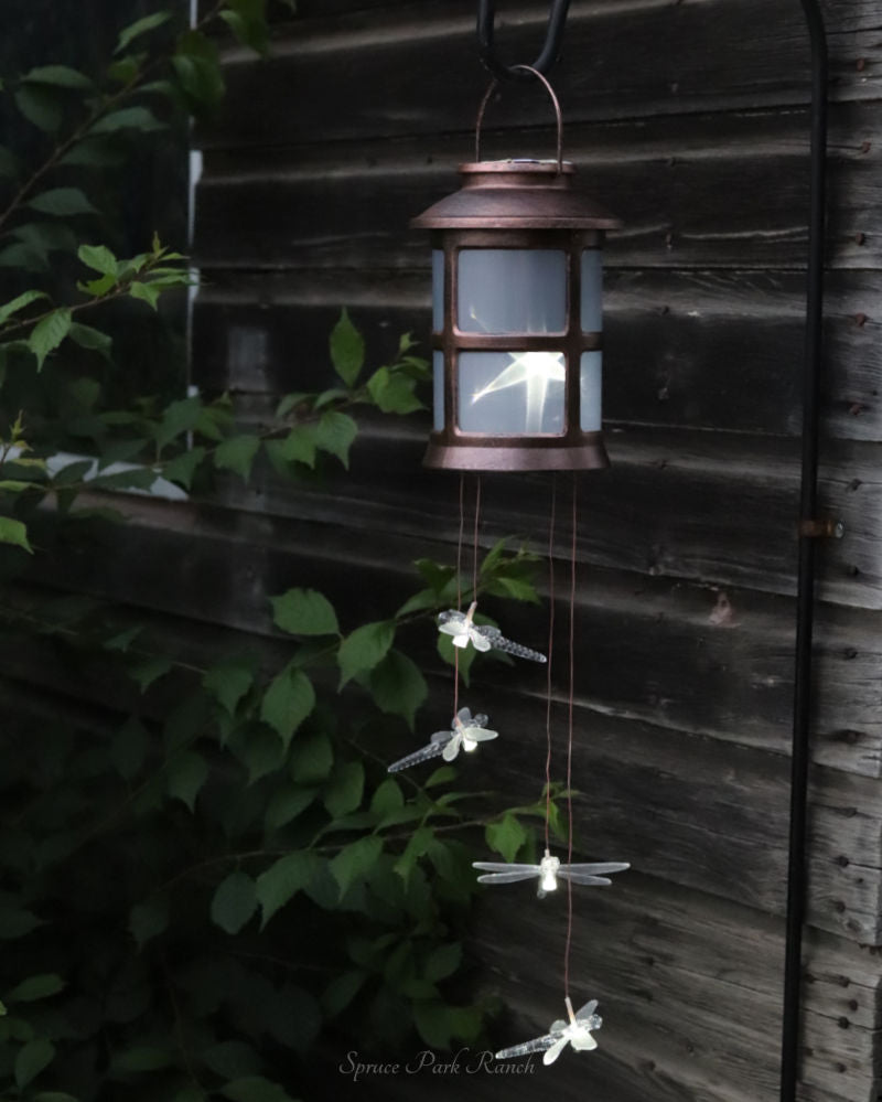 Bronze Dragonfly Solar Hanging Lantern