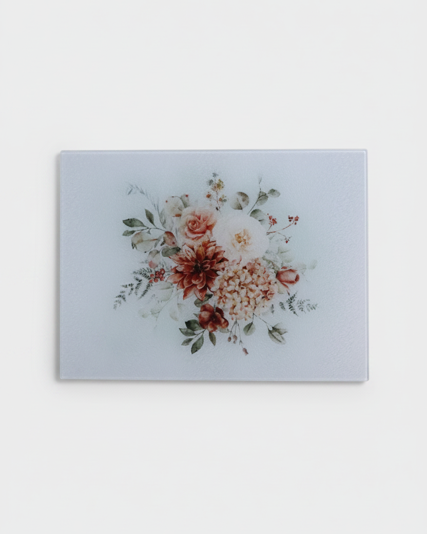 Spicy Floral Glass Cutting Board
