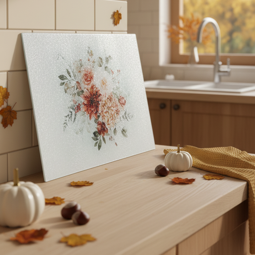 Spicy Floral Glass Cutting Board