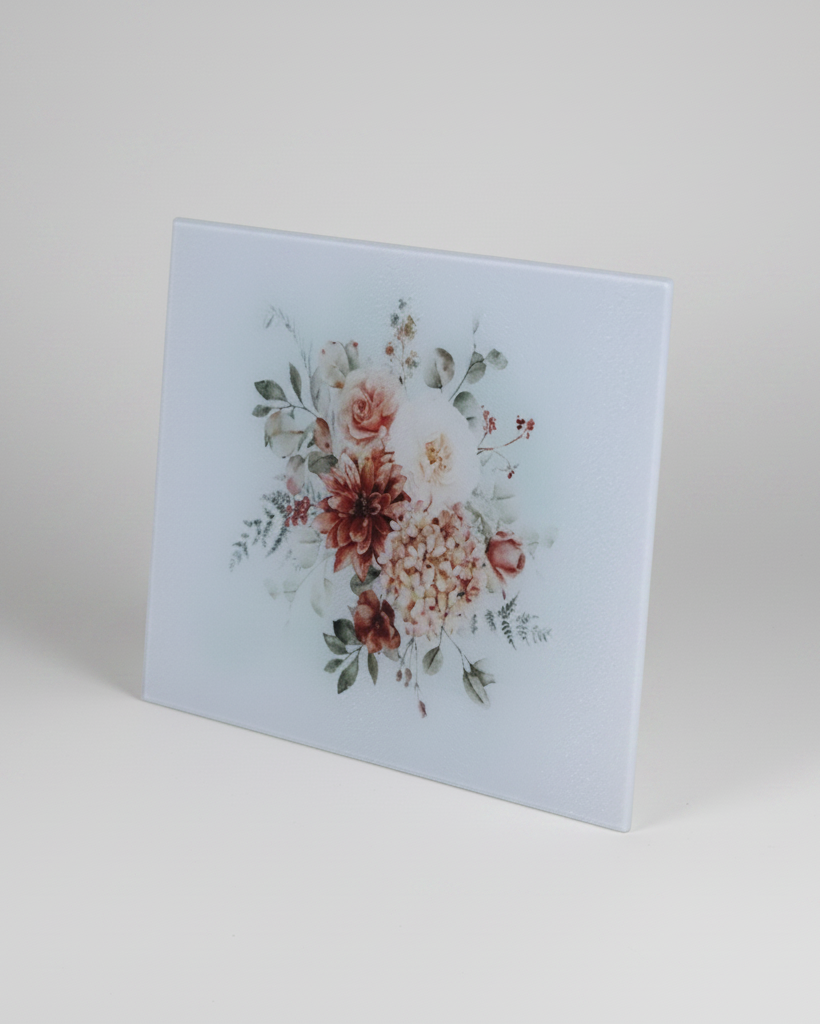 Spicy Floral Glass Cutting Board