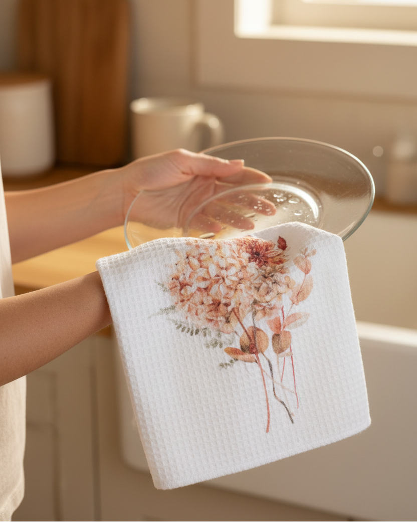 Spicy Floral Tea Towel - Hydrangea & Eucalyptus