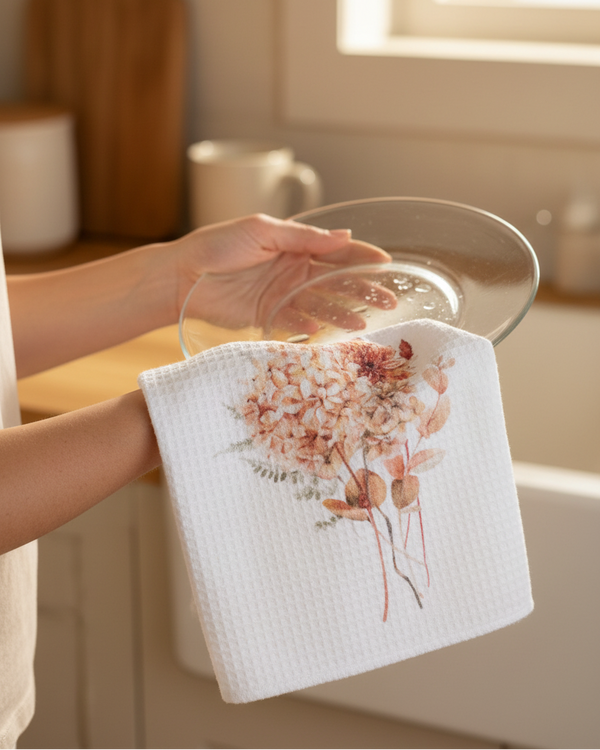 Spicy Floral Tea Towel - Hydrangea & Eucalyptus