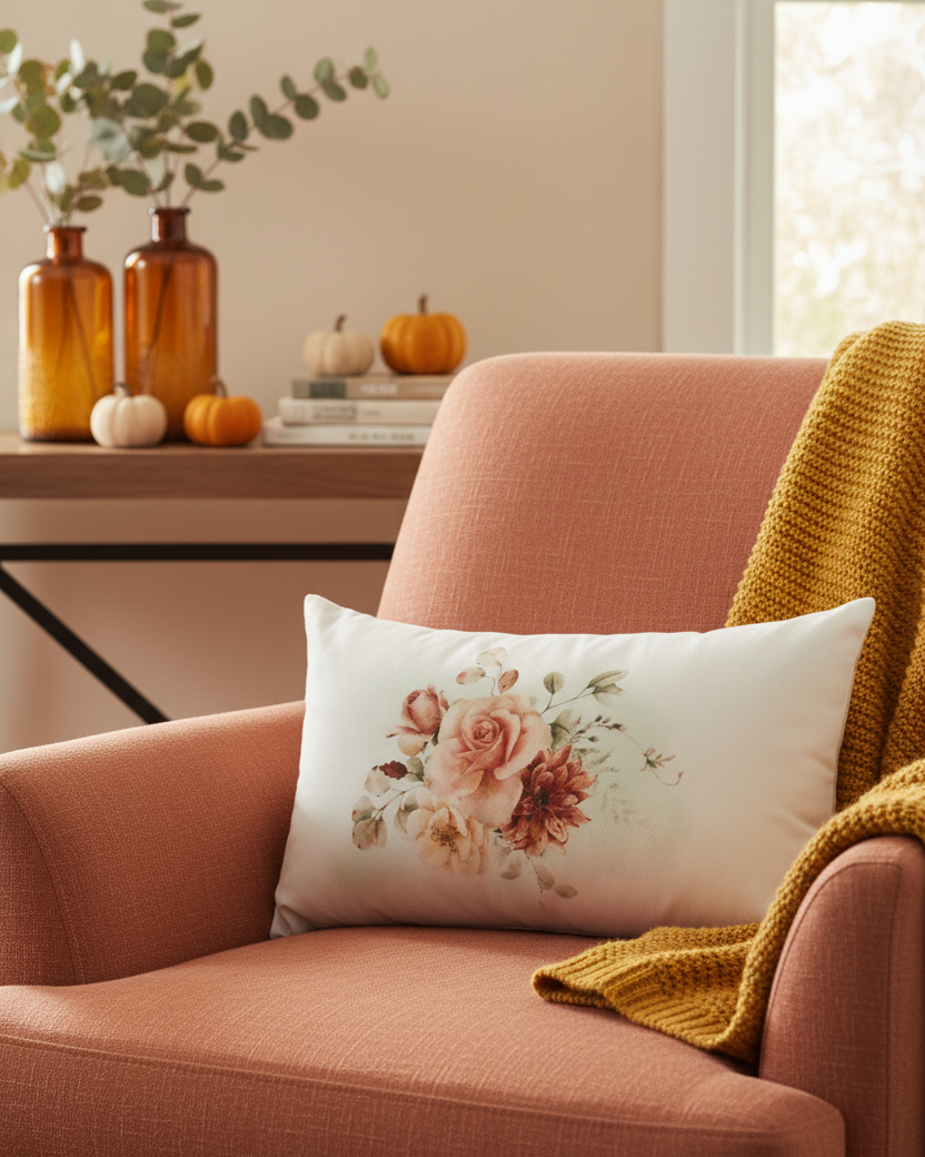 Spicy Floral Lumbar Pillow