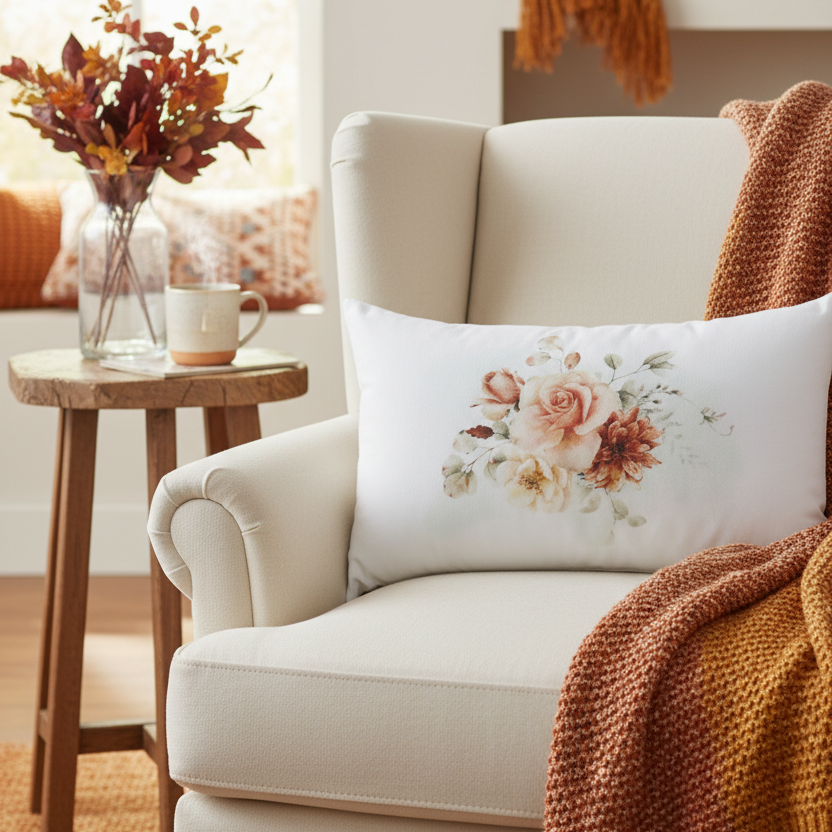 Spicy Floral Lumbar Pillow