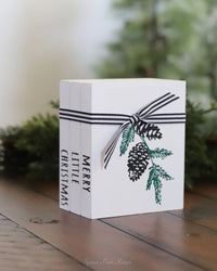 Merry Little Christmas House Book Stack