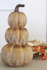 Natural Wheat Harvest Stacked Pumpkins