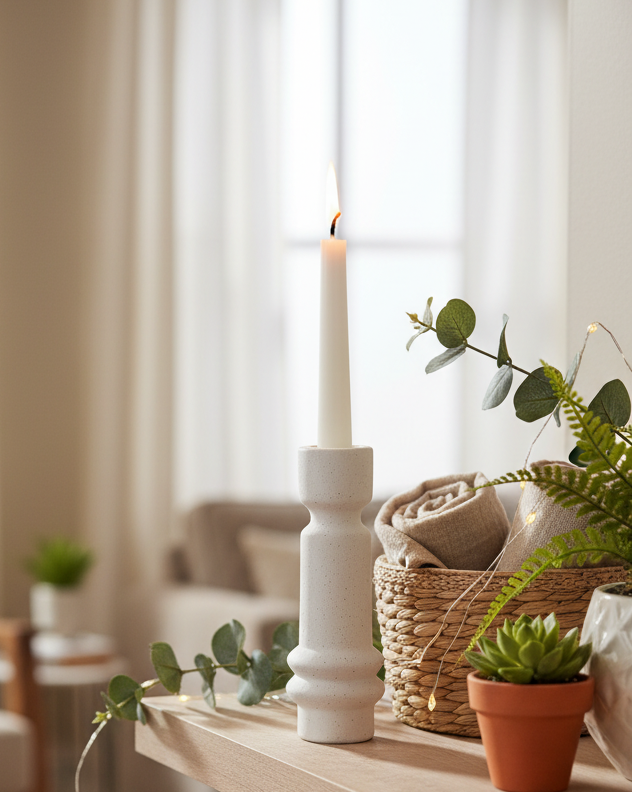 Ceramic Chalk White Candle Holder