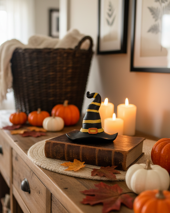 Striped Resin Witch Hat