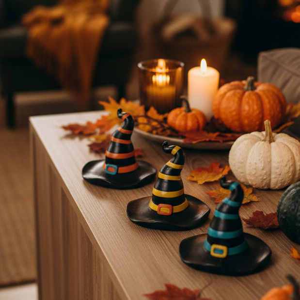 Striped Resin Witch Hat