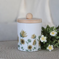 Sunflower Glass Jar With Wood Lid