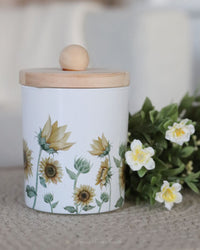 Sunflower Glass Jar With Wood Lid