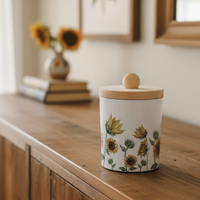 Sunflower Glass Jar With Wood Lid