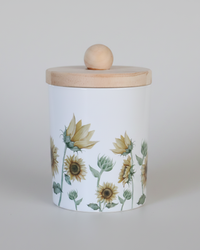 Sunflower Glass Jar With Wood Lid
