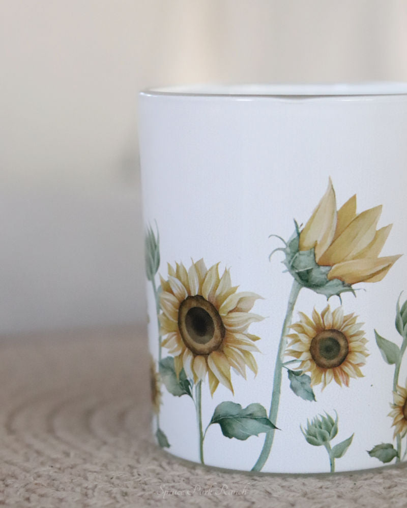 Sunflower Glass Jar With Wood Lid