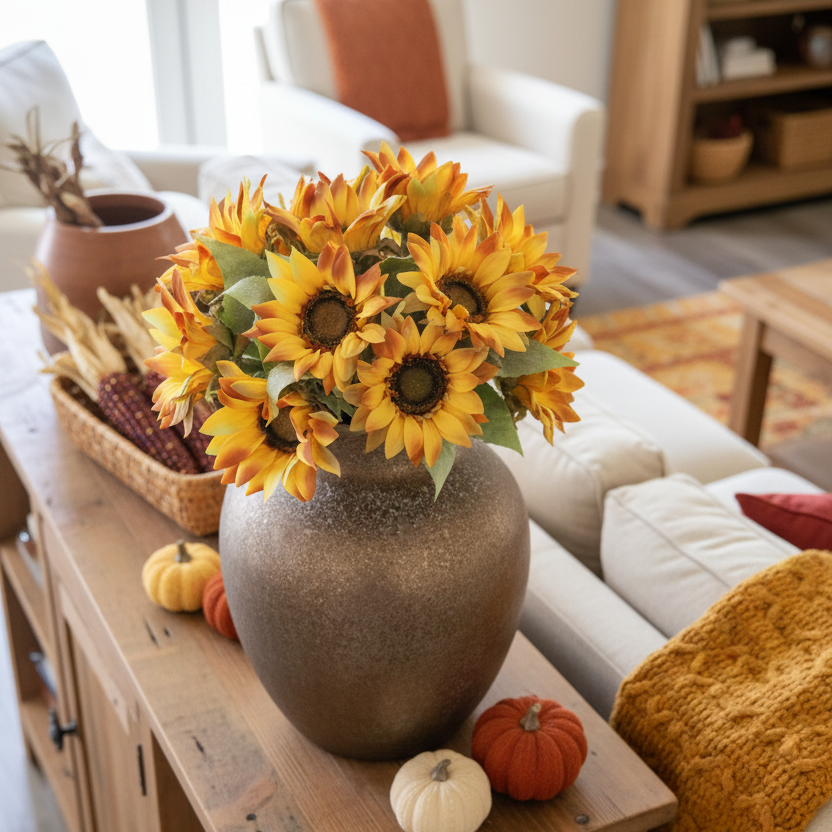 Yellow Sunflower Stem 18"