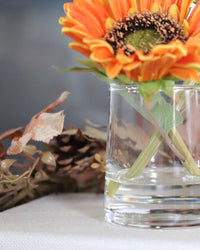 Sunflower in Vase With Faux Water Orange Real Touch
