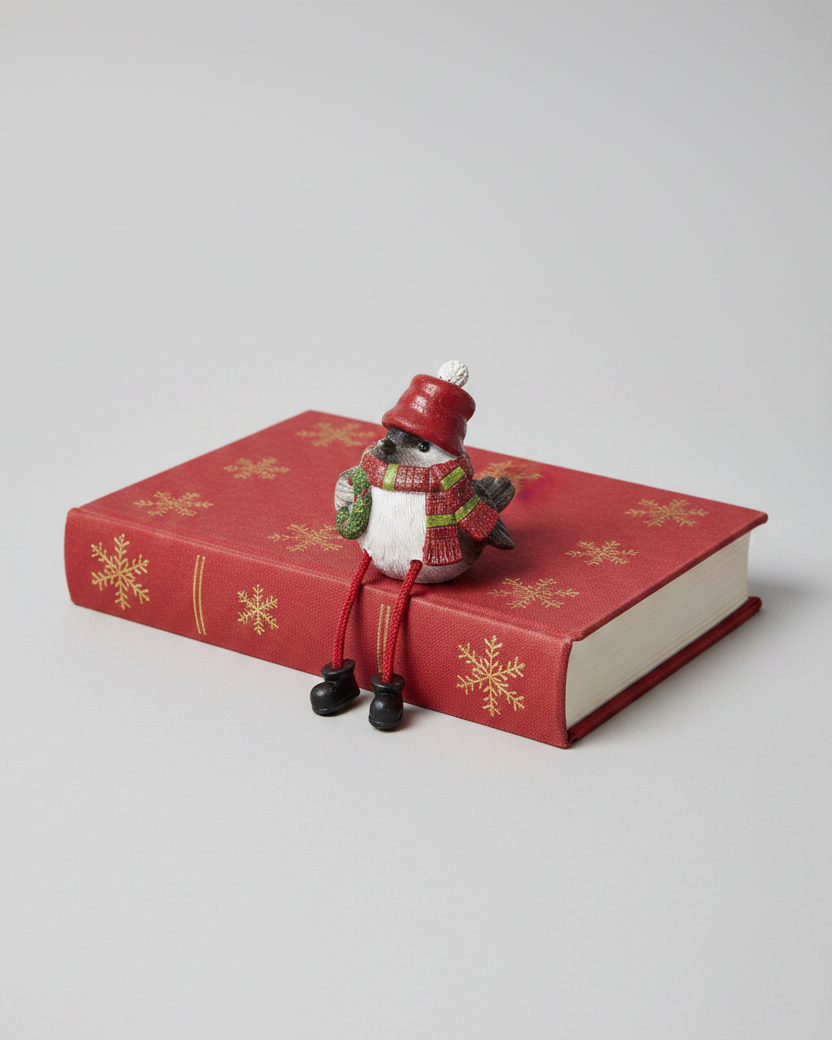 Bundled Up Christmas Bird Shelf Sitter