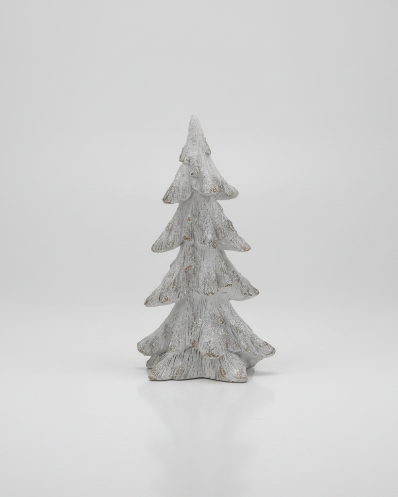 Glittered White Distressed Resin Tree