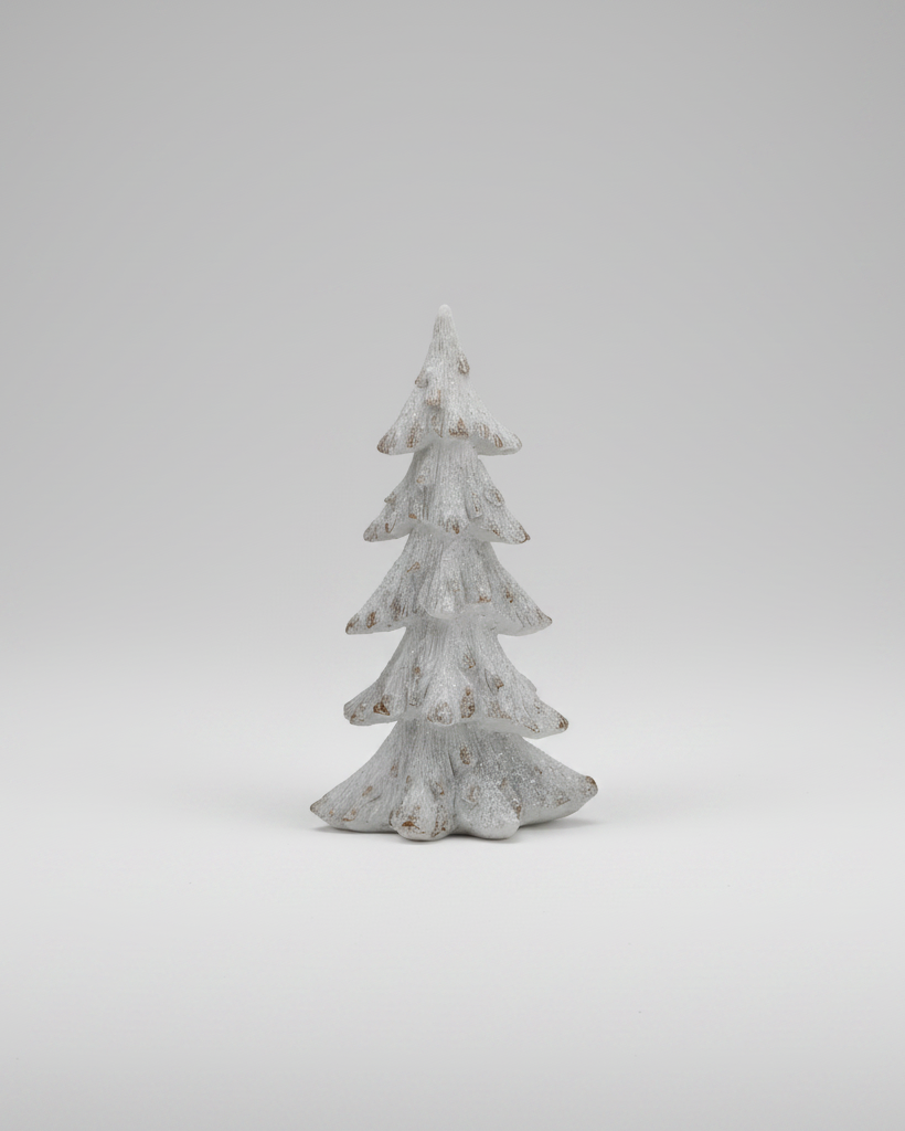 Glittered White Distressed Resin Tree
