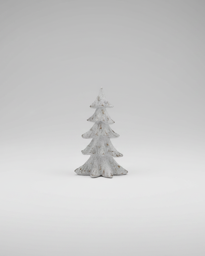 Glittered White Distressed Resin Tree